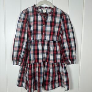 J. Crew Crewcuts Dress Girls Size 7 Jewel Button Tartan Plaid Tiered Dress NWT!